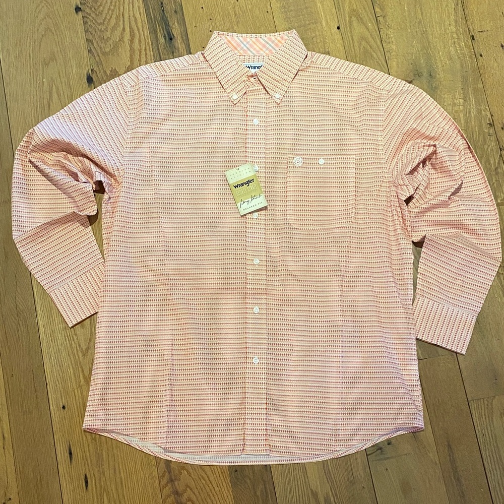 Wrangler George Strait Western Cowboy Cotton Button Down Geo Shirt Size LARGE
